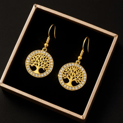 Boom des Levens Oorbellen – Verguld met Strass