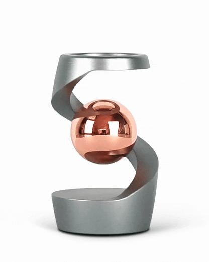 FluxSphere | Magnetische Spiraal Sculptuur met Zwevende Metaalbal