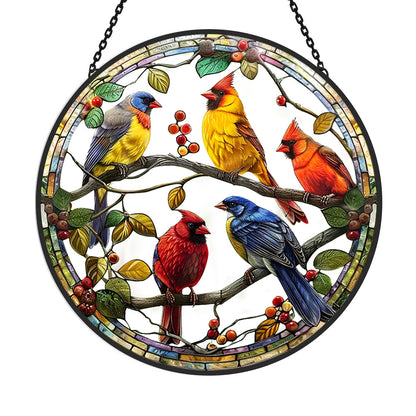 Glas-in-lood Zonvanger - Vogels