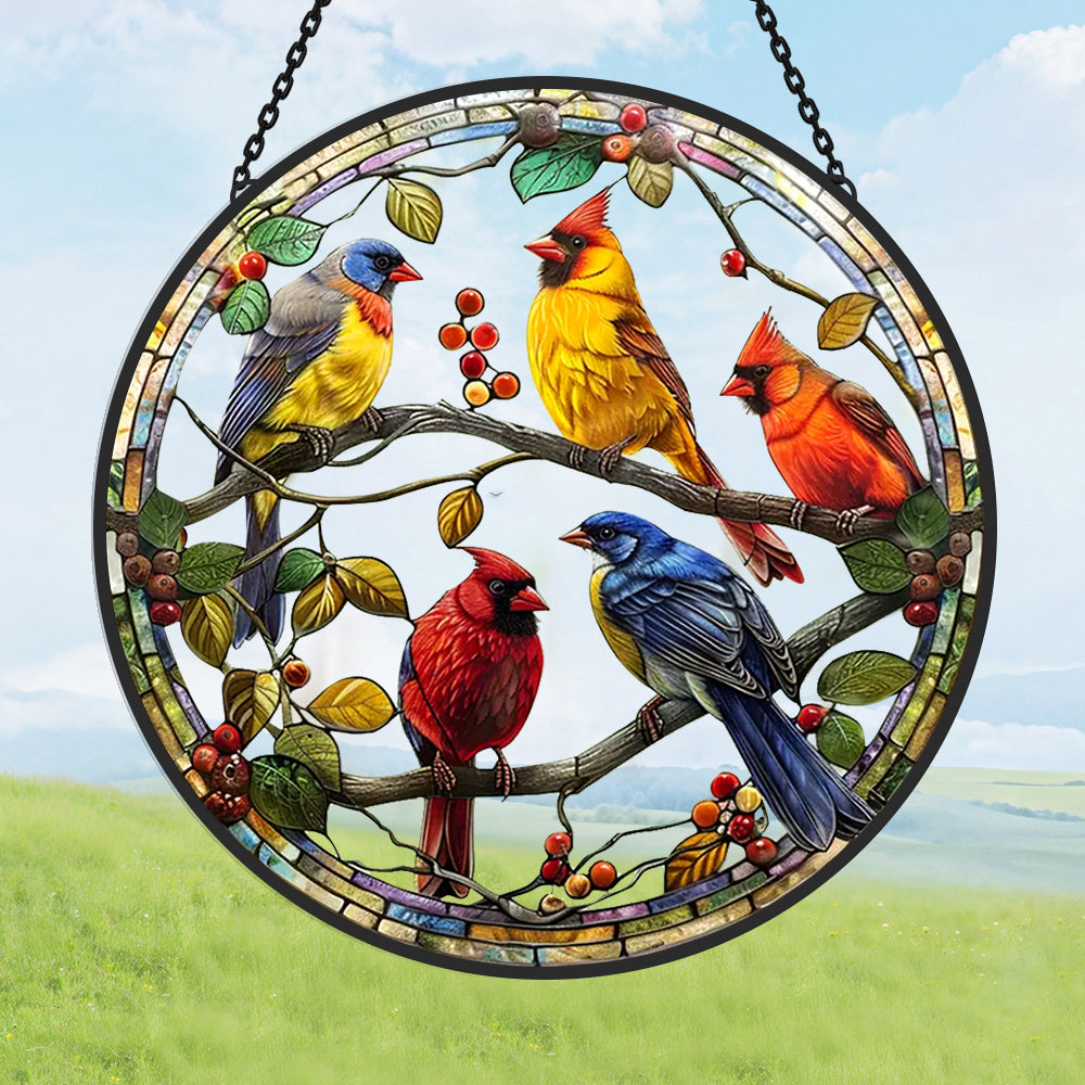 Glas-in-lood Zonvanger - Vogels