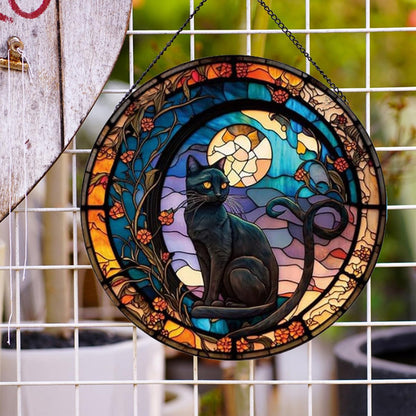 Glas-in-lood Zonvanger - Zwarte kat