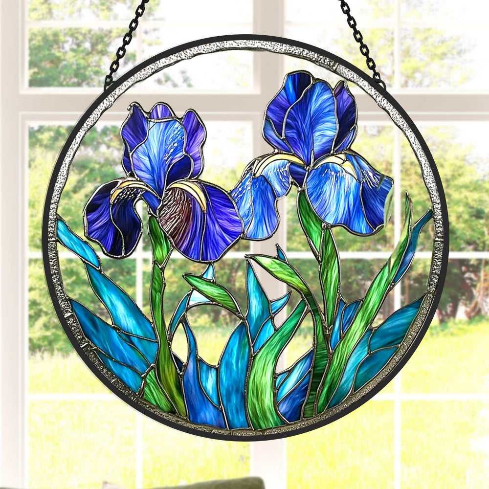 Glas-in-lood Zonvanger - Blauwe Iris
