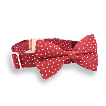 DapperPaws | Hondenhalsband met vlinderdas - Rood met stippen