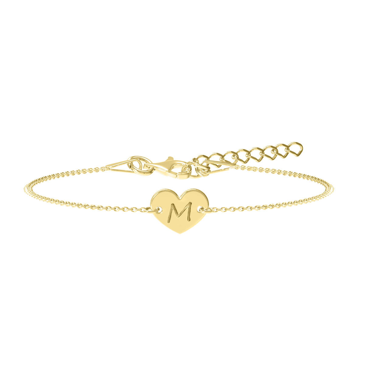 Gepersonaliseerde hartjesarmband 12x10 mm, zilver verguld met goud