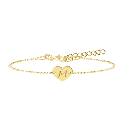 Gepersonaliseerde hartjesarmband 12x10 mm, zilver verguld met goud