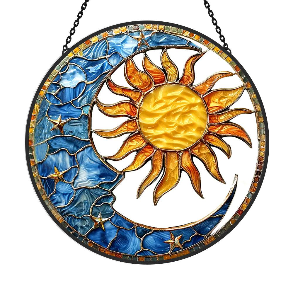 Glas-in-lood Zonvanger - Hemelse Zon en Maan