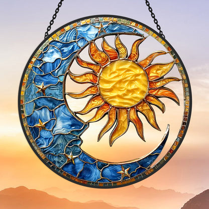 Glas-in-lood Zonvanger - Hemelse Zon en Maan