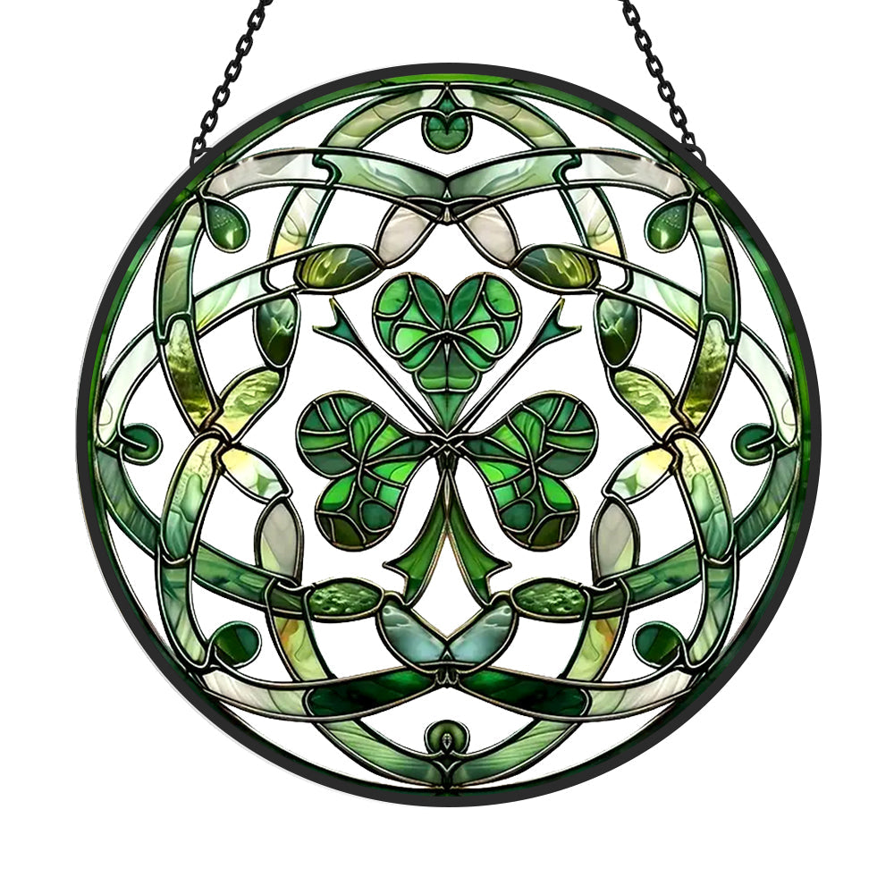 Glas-in-lood Zonvanger - Celtic Knot Clover