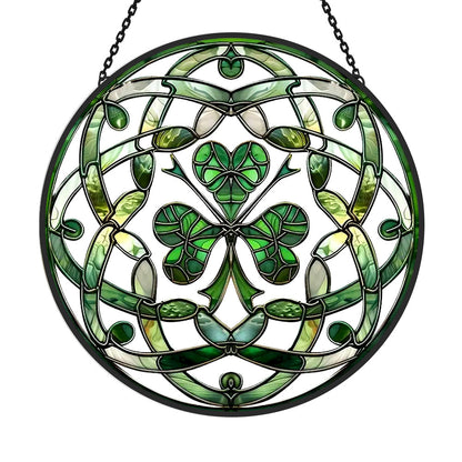 Glas-in-lood Zonvanger - Celtic Knot Clover