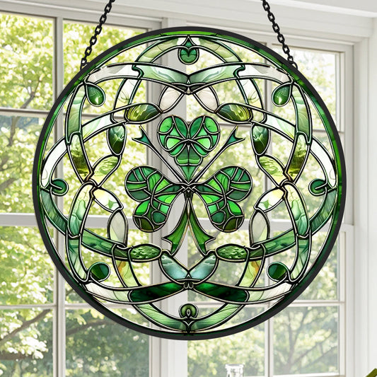 Glas-in-lood Zonvanger - Celtic Knot Clover