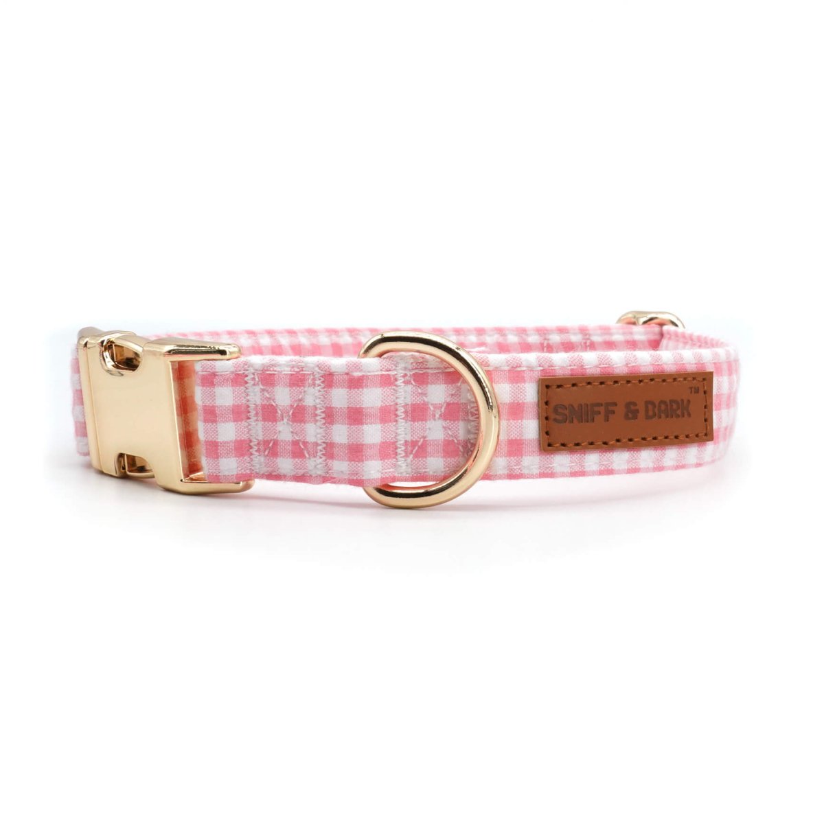BloomPaws | Verstelbare Hondenhalsband - Roze gingham