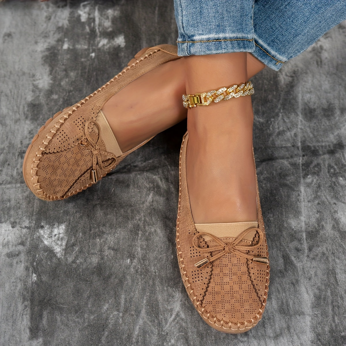 Sabine – Zachte, comfortabele loafers met een verfijnd strikje