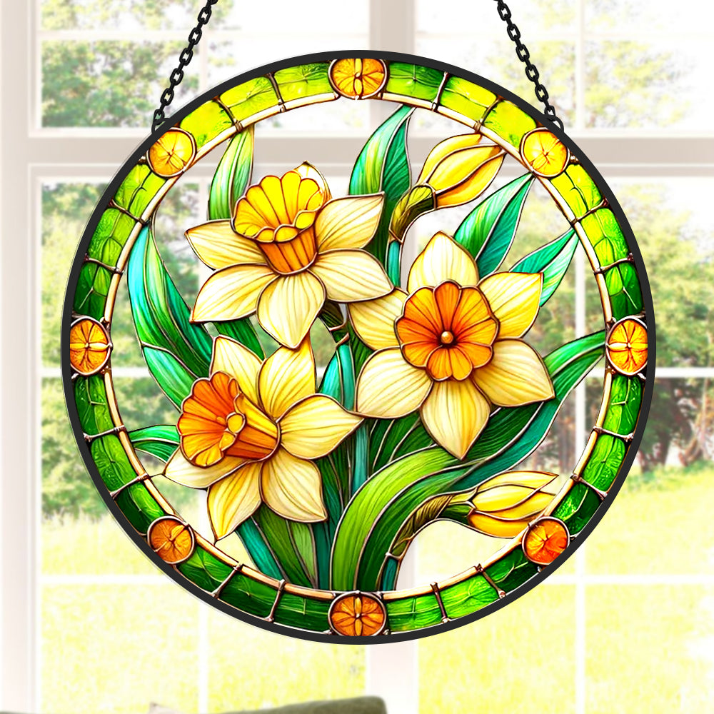 Glas-in-lood Zonvanger - Narcissen
