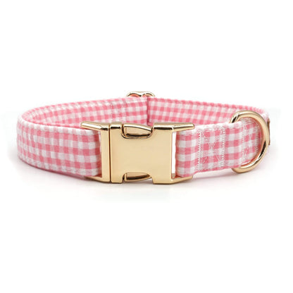 BloomPaws | Verstelbare Hondenhalsband - Roze gingham