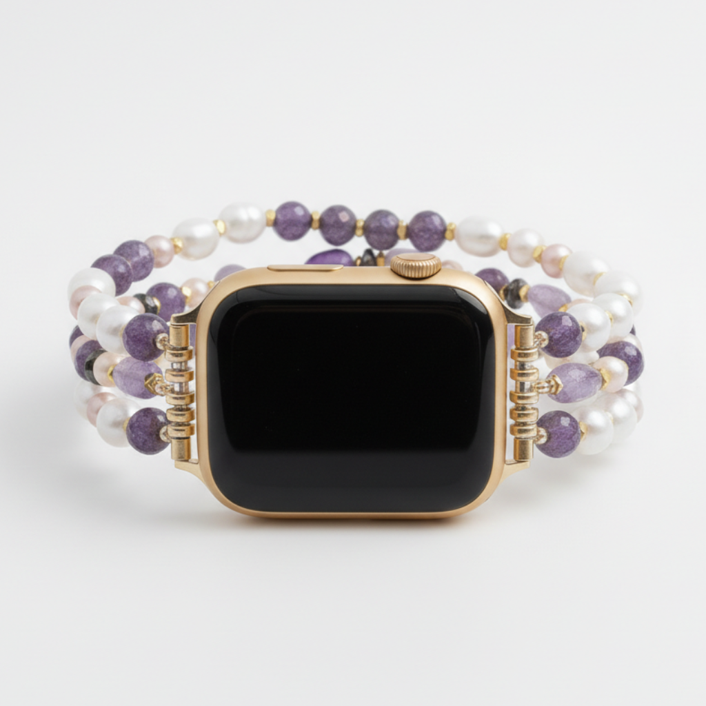 NatureStraps Amethist Parelcluster Stretch