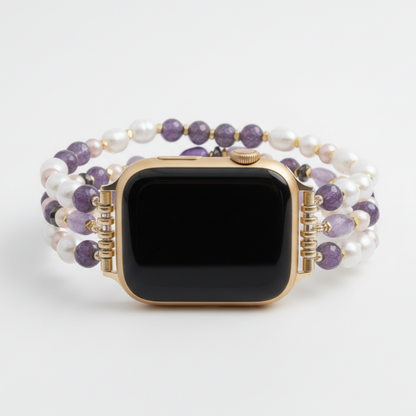 NatureStraps Amethist Parelcluster Stretch