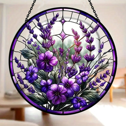 Glas-in-lood Zonvanger - Elegante Bauhinia en Viooltjes