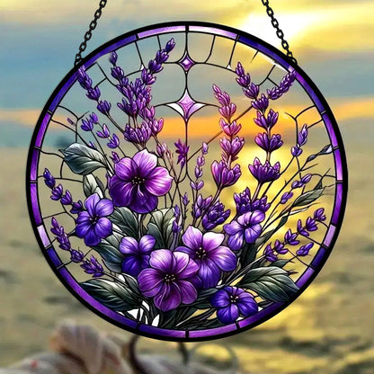 Glas-in-lood Zonvanger - Elegante Bauhinia en Viooltjes