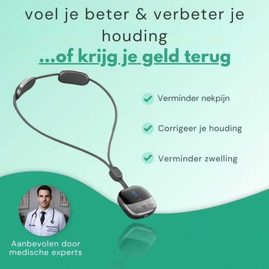 PosturaPulse | Nekmassage Band – Elektrische Spierstimulator voor Nekpijn, Spanning en Betere Houding