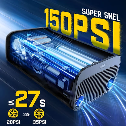 AeroPump X9 Draagbare Bandenpomp – Krachtige Compressor met Auto-Stop & Digitaal Display