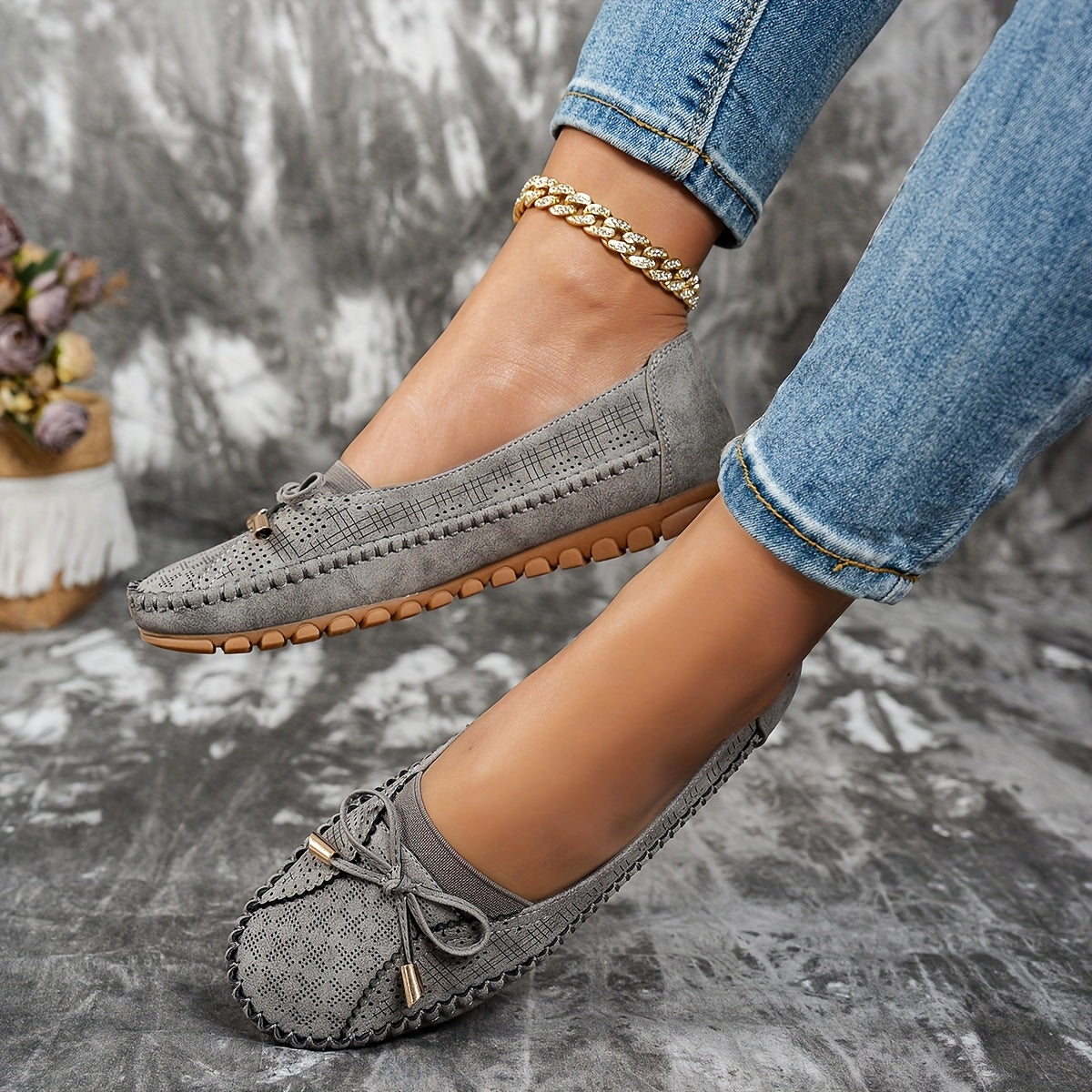 Sabine – Zachte, comfortabele loafers met een verfijnd strikje