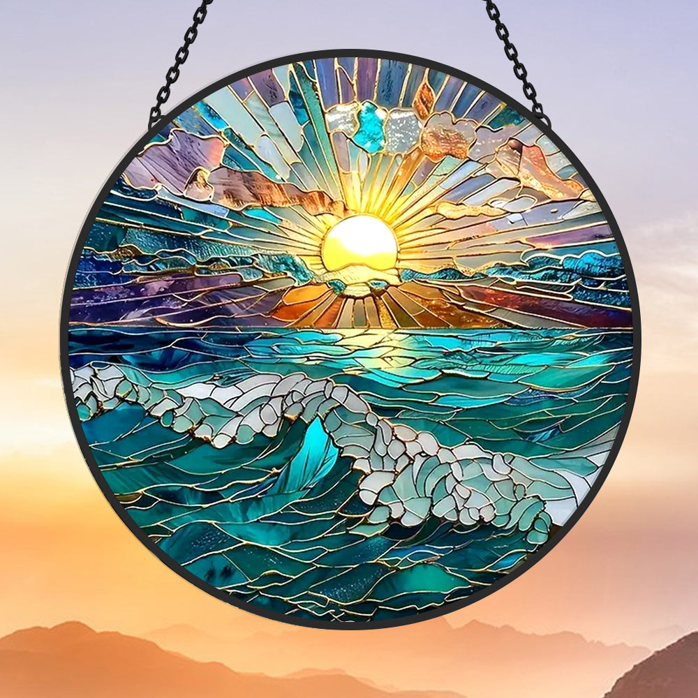 Glas-in-lood Zonvanger - Prachtige oceaan