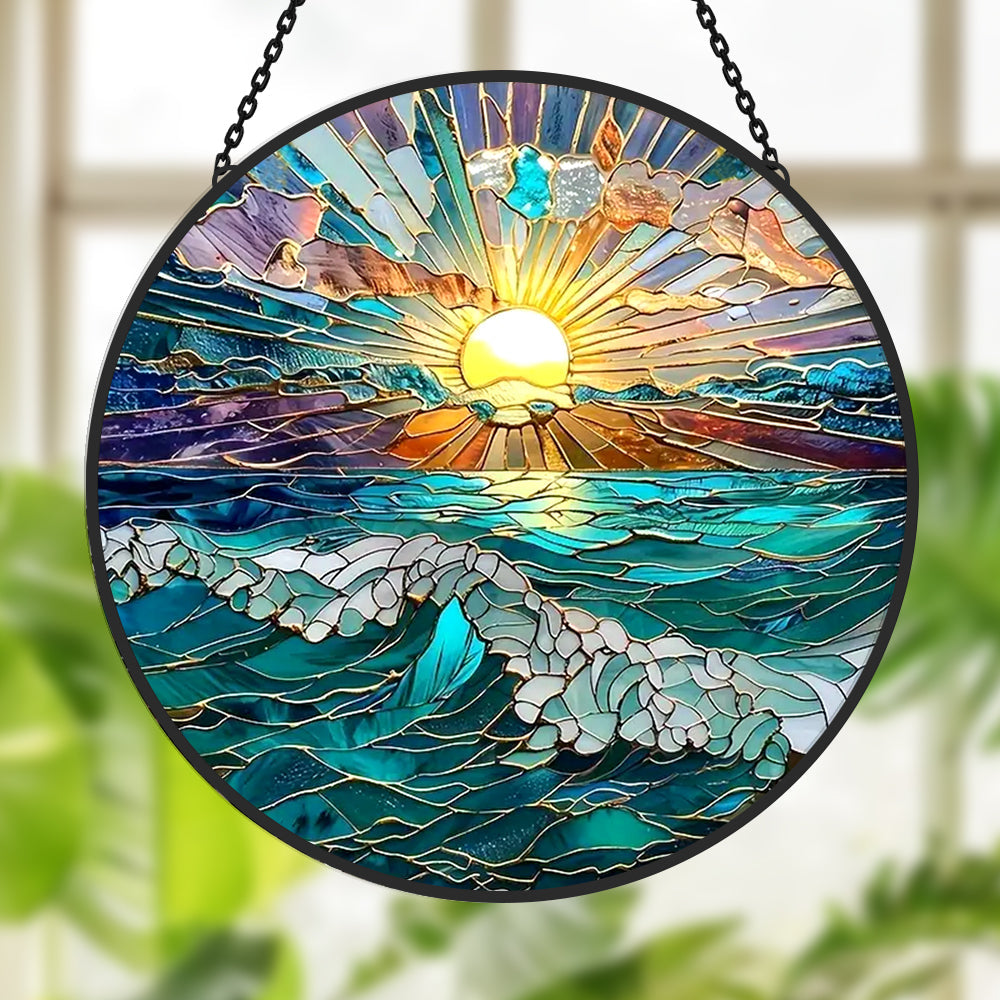 Glas-in-lood Zonvanger - Prachtige oceaan