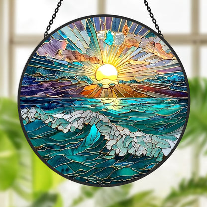 Glas-in-lood Zonvanger - Prachtige oceaan