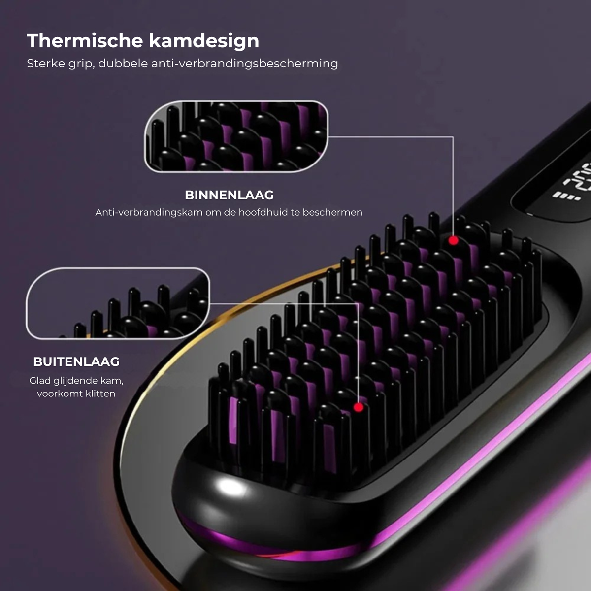 LisseWave Draadloze Haarstijlborstel met Snelle Opwarming en Frizz-Control