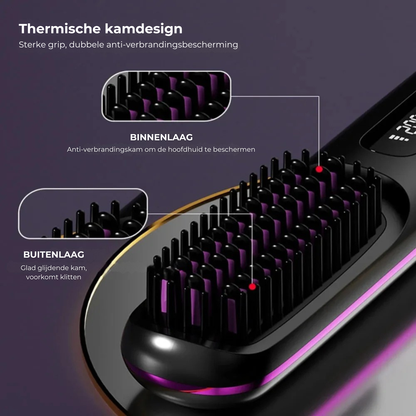 LisseWave Draadloze Haarstijlborstel met Snelle Opwarming en Frizz-Control