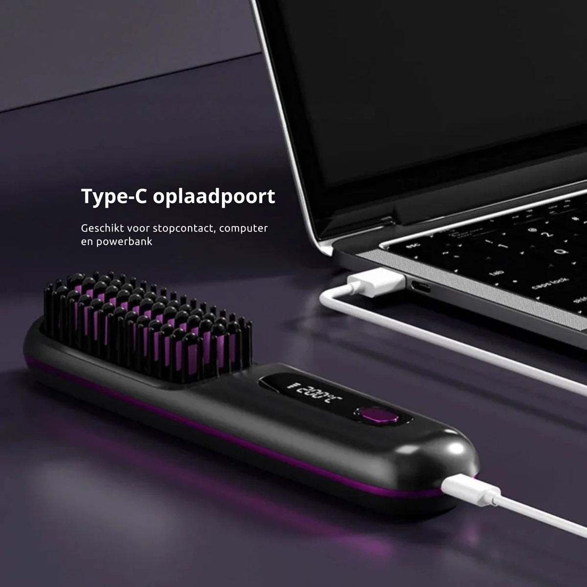 LisseWave Draadloze Haarstijlborstel met Snelle Opwarming en Frizz-Control
