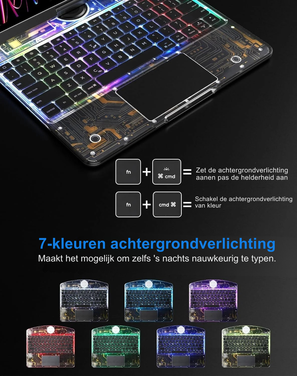 Transparante 360° iPad Toetsenbord Beschermhoes