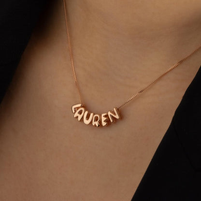 Bubbel Naamketting – Gepersonaliseerd Sieraad in Pufi-Letterstijl
