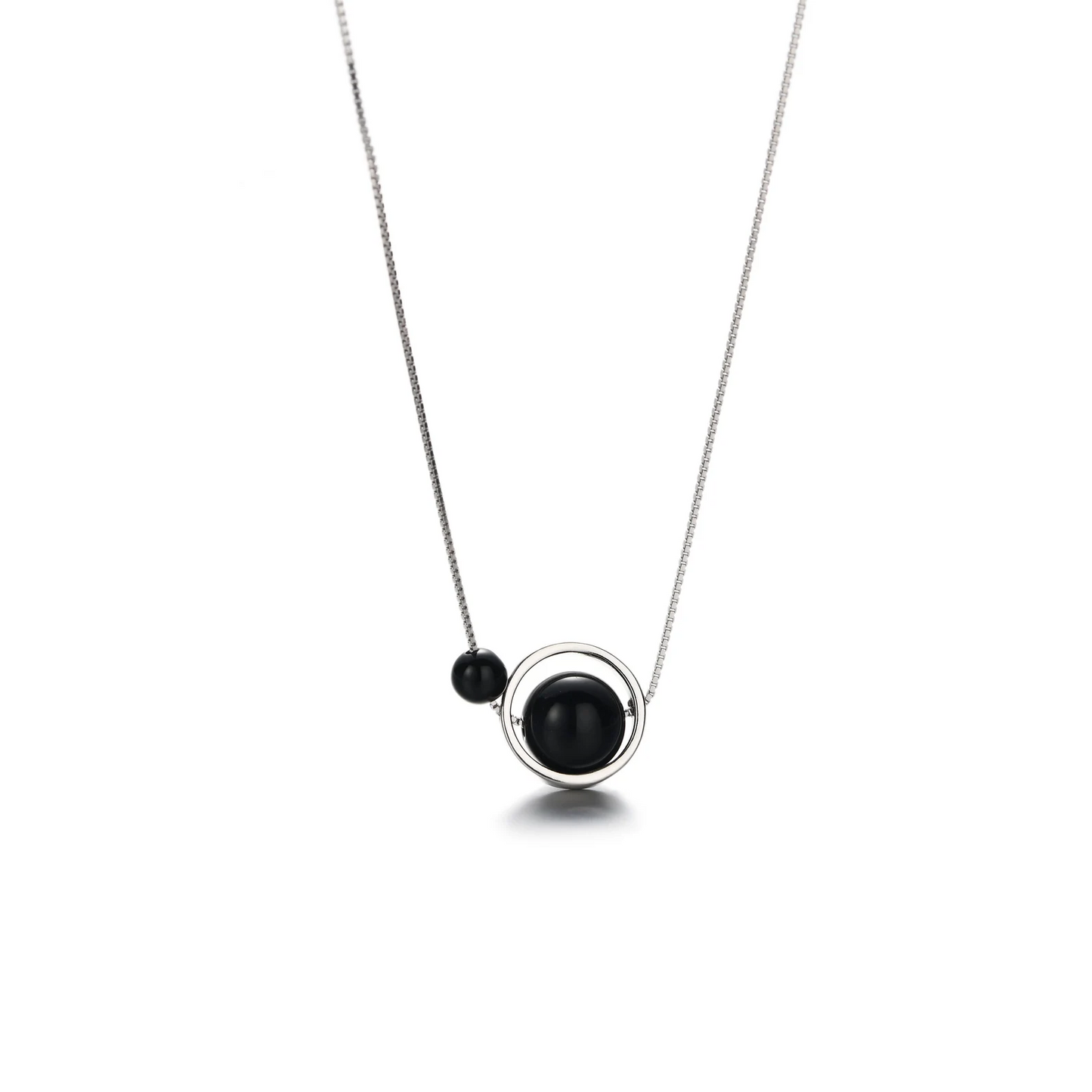 Obsidiaan halsketting - dubbele hanger