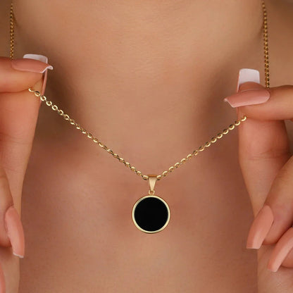 Obsidiaan halsketting - cirkelmedaillon