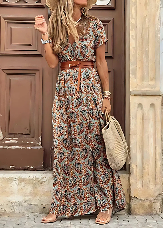 Boho Maxi Jurk | Geplooide Taille