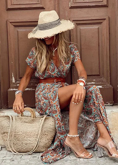 Boho Maxi Jurk | Geplooide Taille