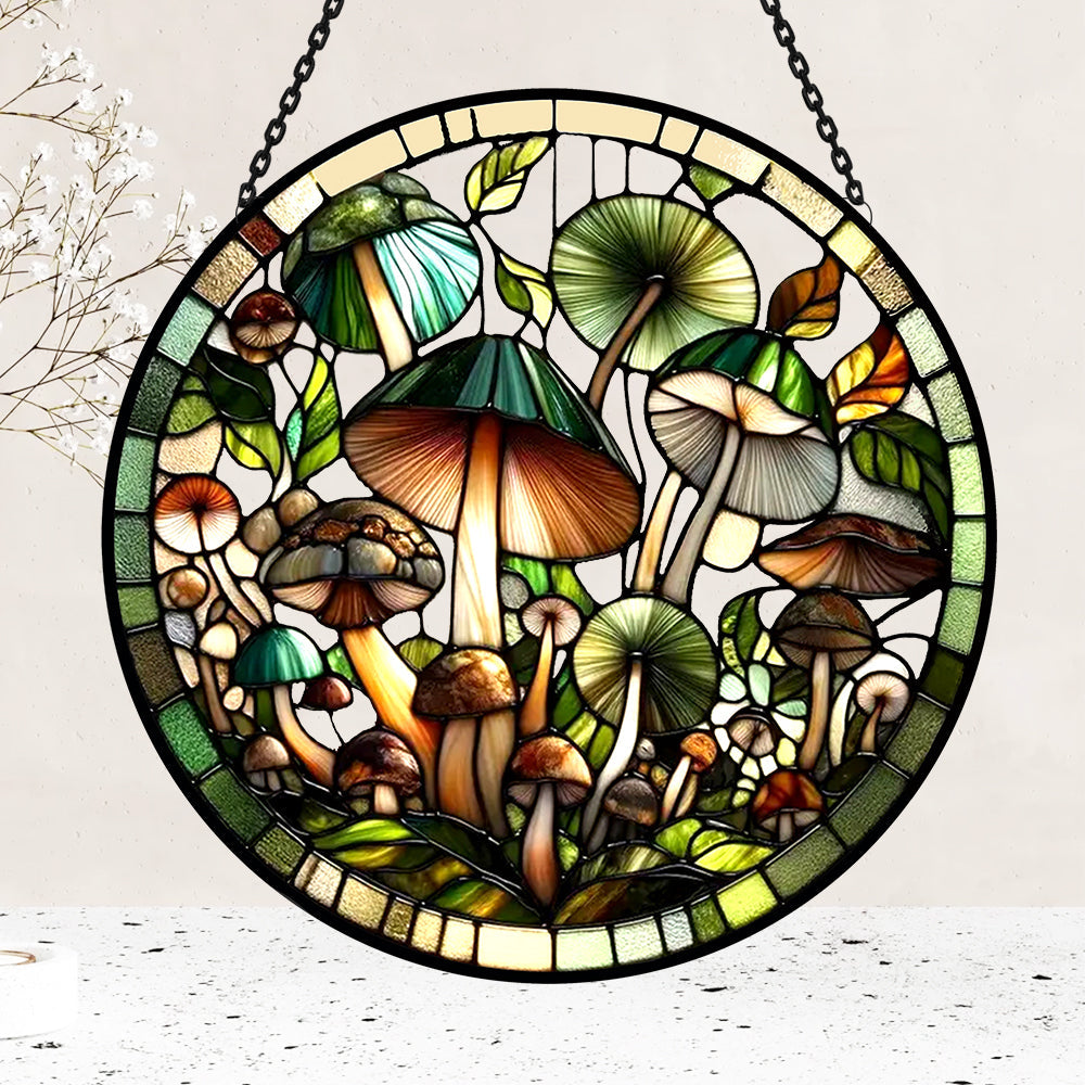 Glas-in-lood Zonvanger - Paddenstoel en Plant