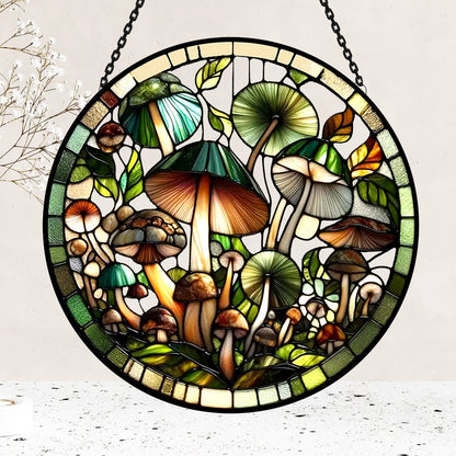 Glas-in-lood Zonvanger - Paddenstoel en Plant