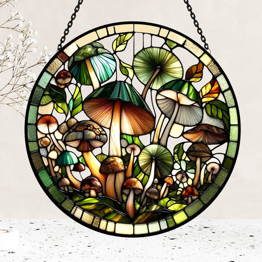 Glas-in-lood Zonvanger - Paddenstoel en Plant