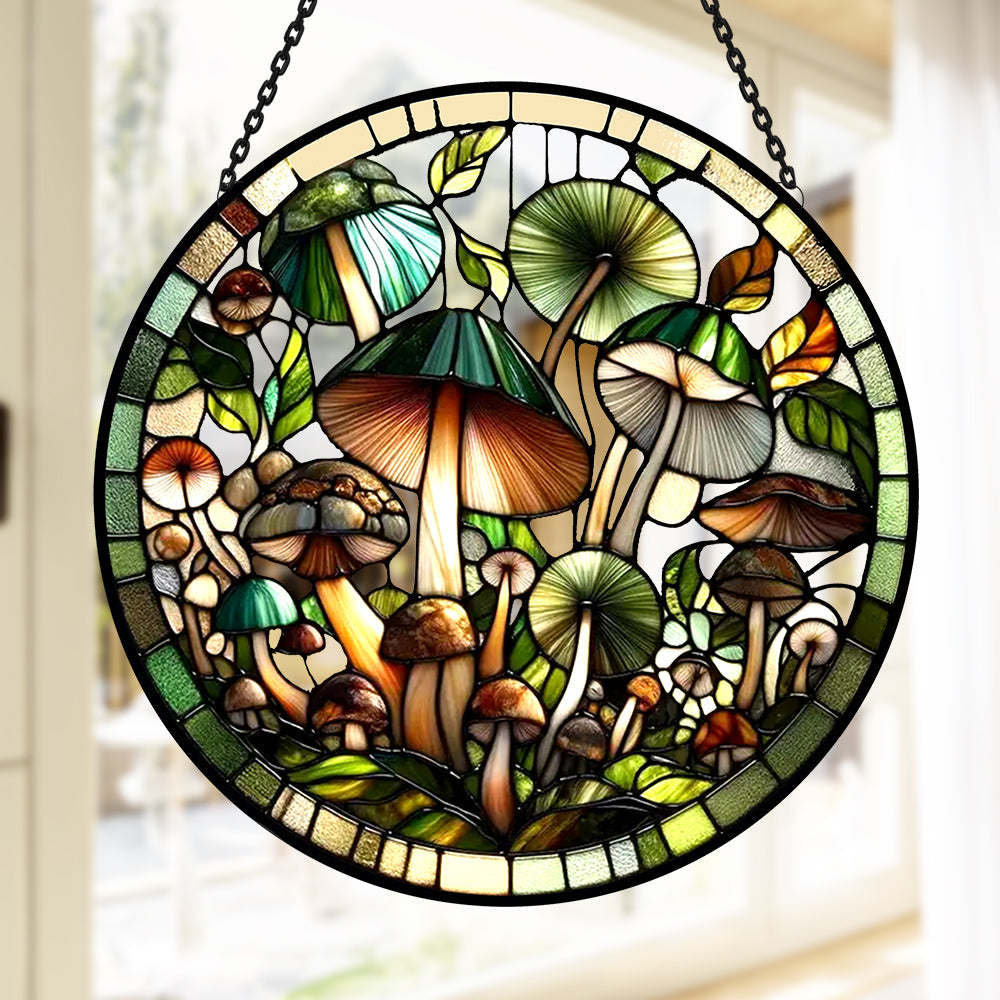 Glas-in-lood Zonvanger - Paddenstoel en Plant