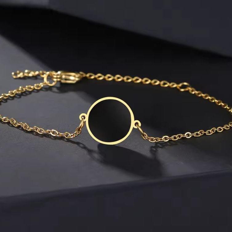 Obsidiaan Armband - Cirkelmedaillon