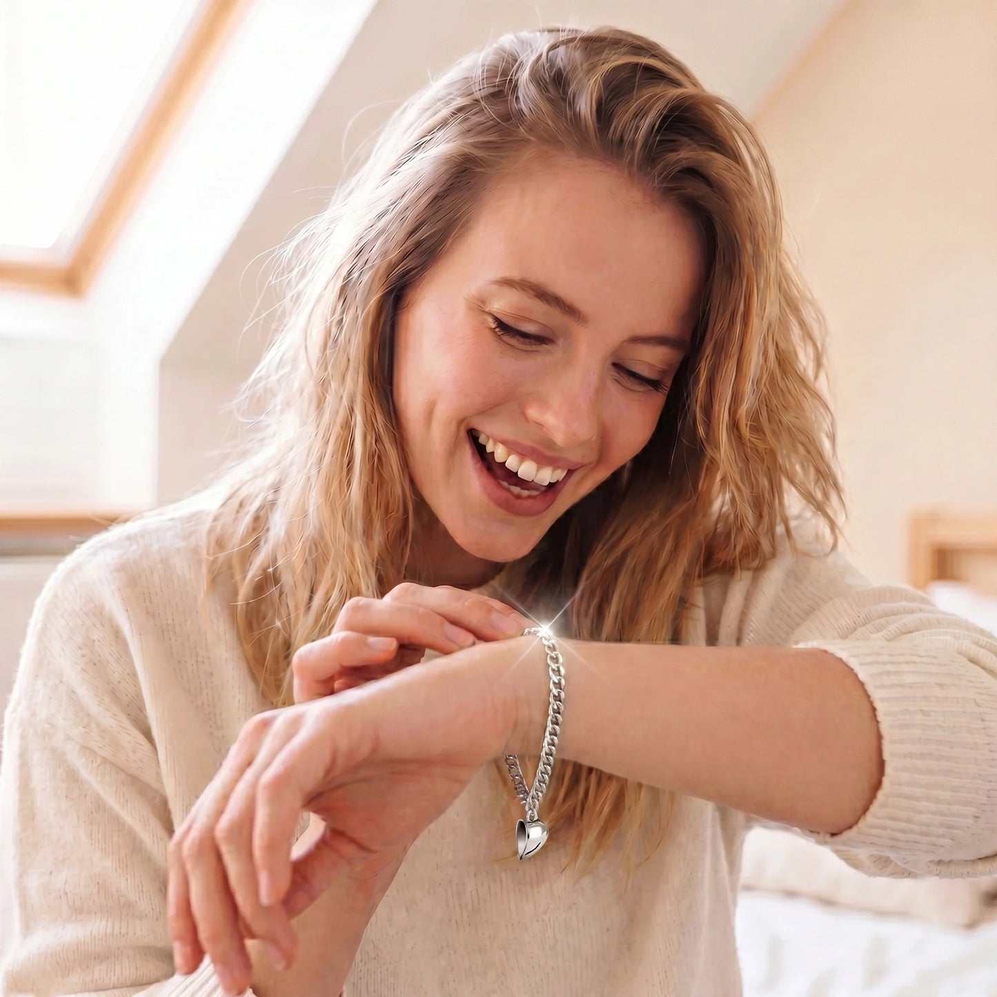 Set bijpassende armbanden met magnetisch hart