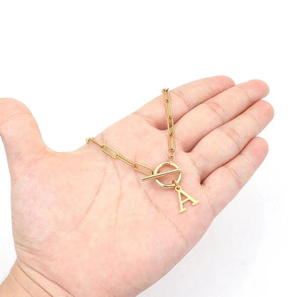 ClaspCircle | Paperclip Schakel ketting met initiaal