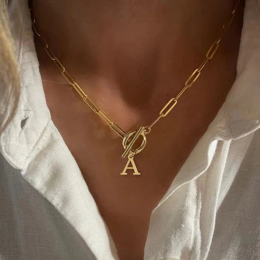 ClaspCircle | Paperclip Schakel ketting met initiaal