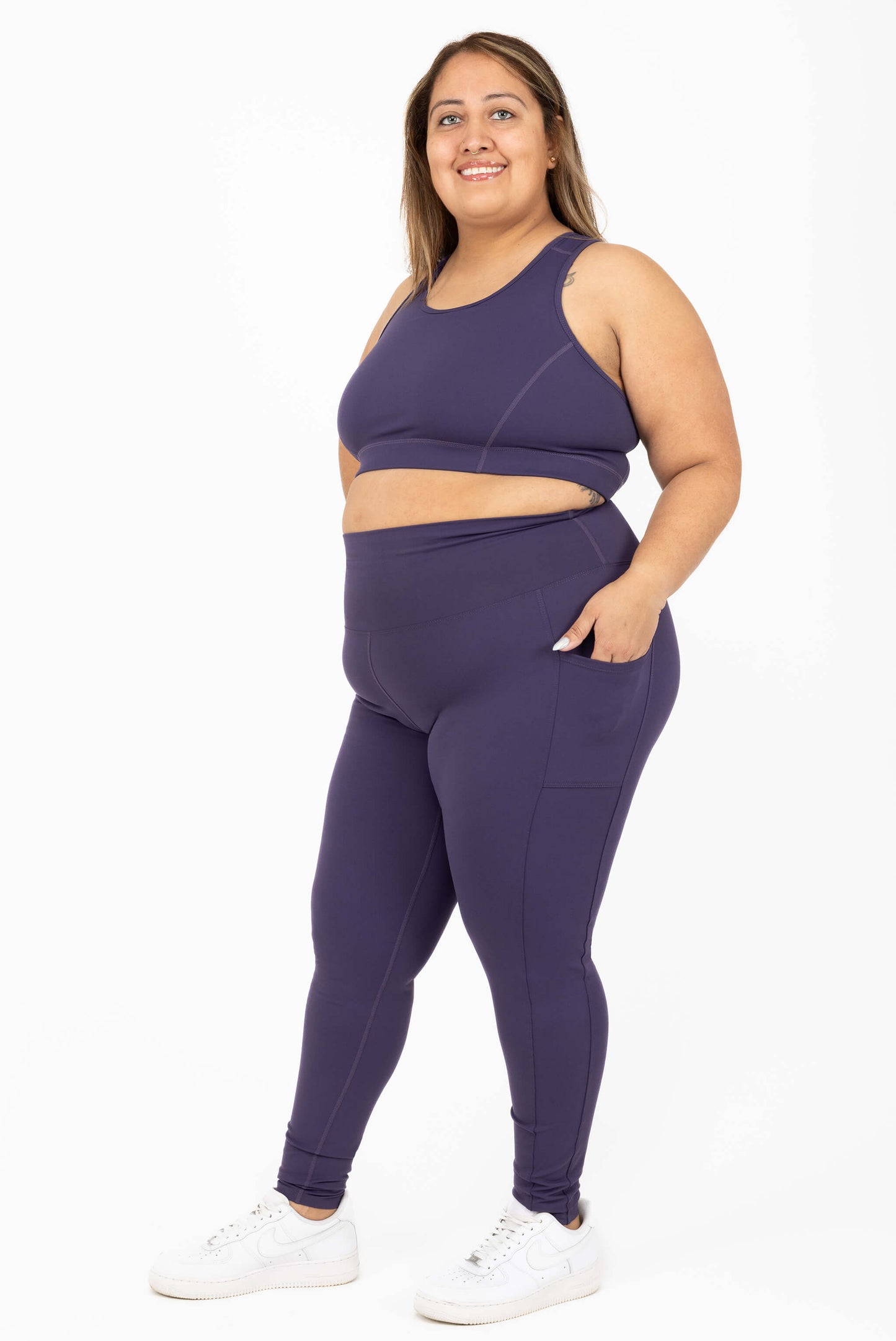 SuperHold-legging tot op de enkel – Dieppaars