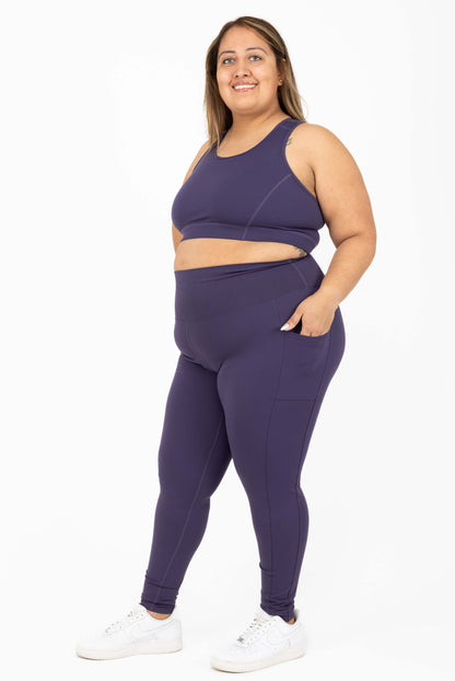 SuperHold-legging tot op de enkel – Dieppaars