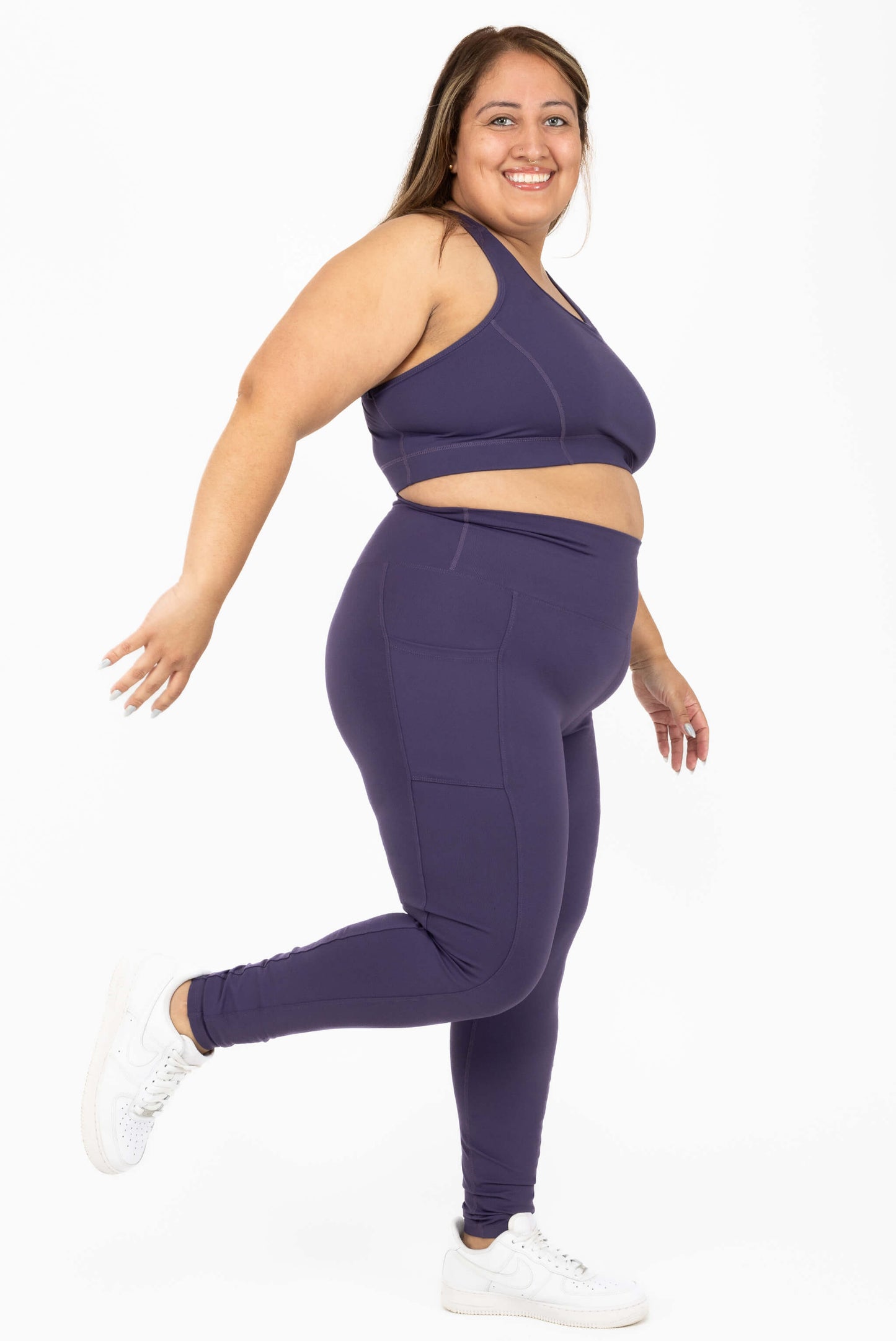 SuperHold-legging tot op de enkel – Dieppaars