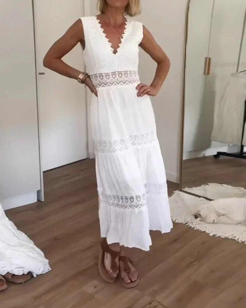 Rosalia Maxi Zomerjurk – Puur Raffinement in Wit