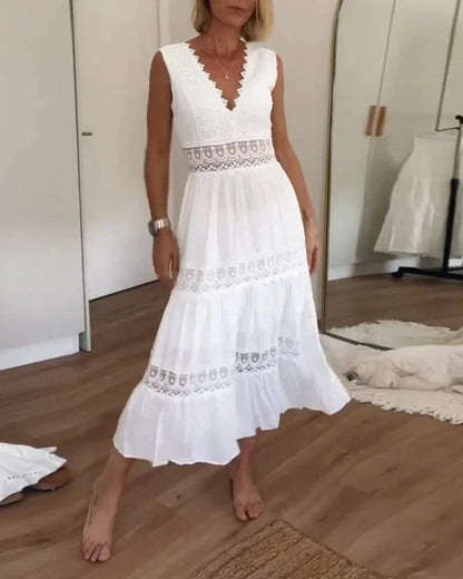 Rosalia Maxi Zomerjurk – Puur Raffinement in Wit